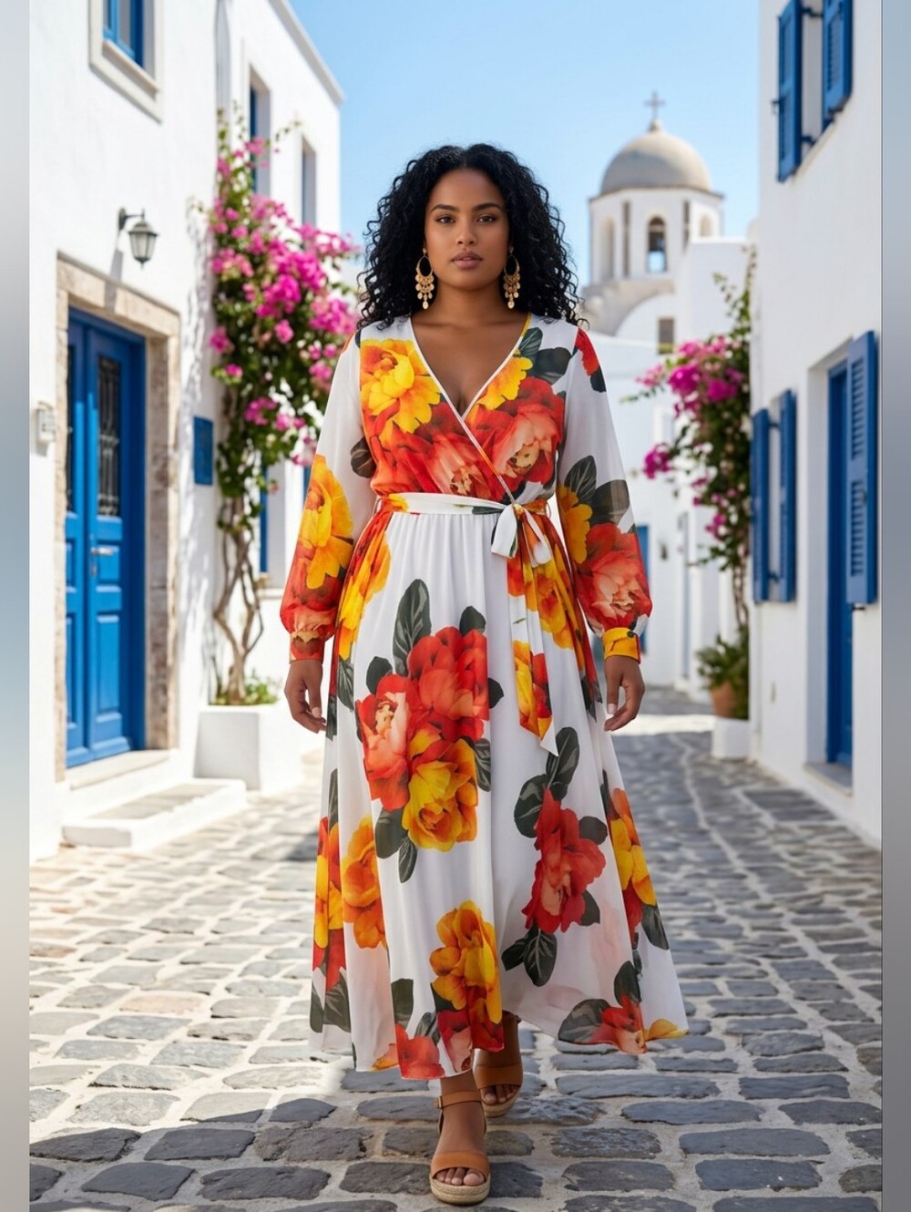 Jasmine Floral V-Neck Long Sleeve Maxi Dress